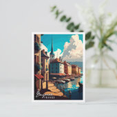 Bayonne France Vintage Illustration Postkarte (Stehend Vorderseite)