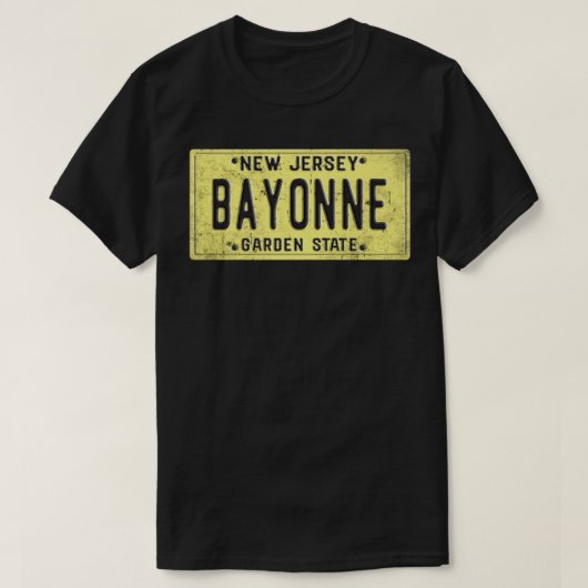 Bayonne New Jersey NJ Retro Heimat Nummernschild T-Shirt (Design vorne)