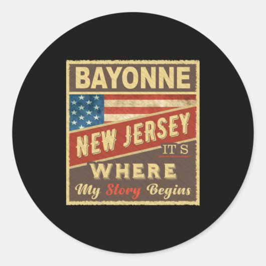 Bayonne Nj Its Where My Story Begins Runder Aufkleber (Vorderseite)