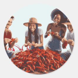 Bayou Bonds: Ein Crawfish Boil und gefunden in New Runder Aufkleber