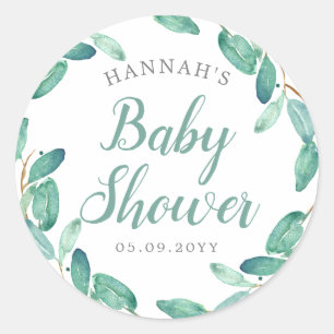 Bayou Botanicals Greenery Baby Shower Runder Aufkleber