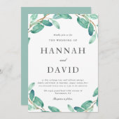 Bayou Botanicals | Grüne auf der Weißen Hochzeit Einladung (Vorne/Hinten)