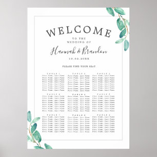 Bayou Botanicals Wedding 9 Tabelle Sitzdiagram Poster