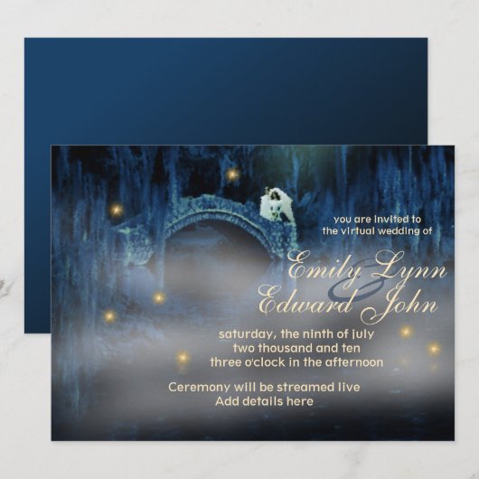 Bayou Bridge Virtual Wedding Einladung (Vorne/Hinten)