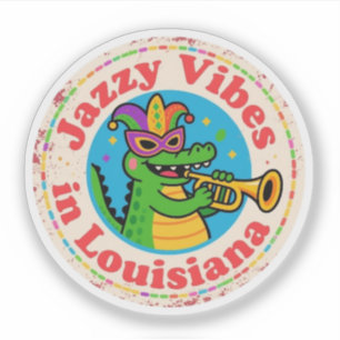 Bayou Charm_Louisiana Mardi Gras Alligator Vintag Aufkleber