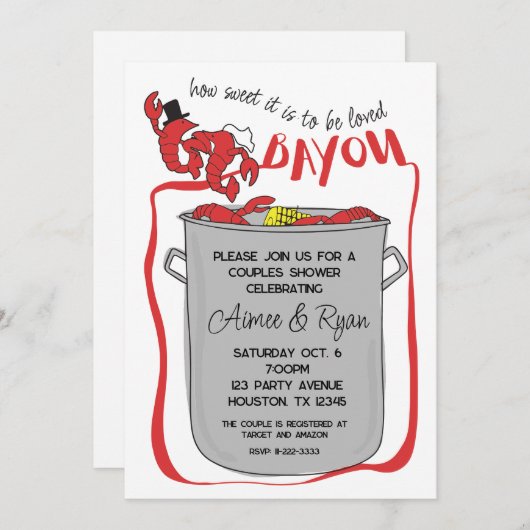 Bayou Crawfish Boil Einladung (Vorne/Hinten)