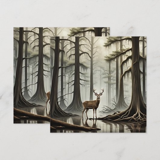 Bayou Deer Feiertagskarte (Vorne/Hinten)
