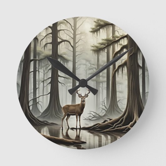 Bayou Deer Runde Wanduhr (Vorderseite)