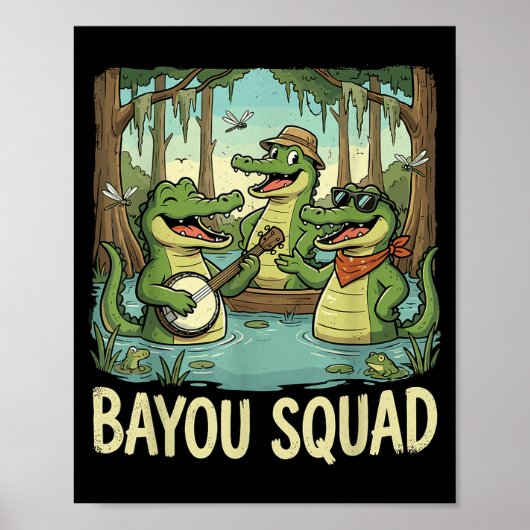 Bayou Squad Louisiana Alligator Retro Wildlife Tra Poster (Vorne)