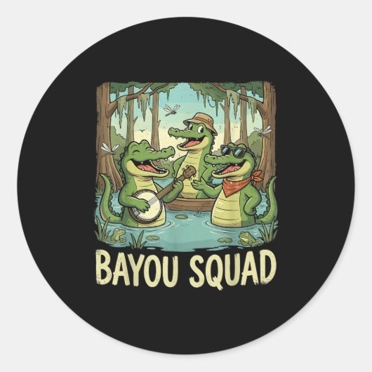 Bayou Squad Louisiana Alligator Retro Wildlife Tra Runder Aufkleber (Vorderseite)
