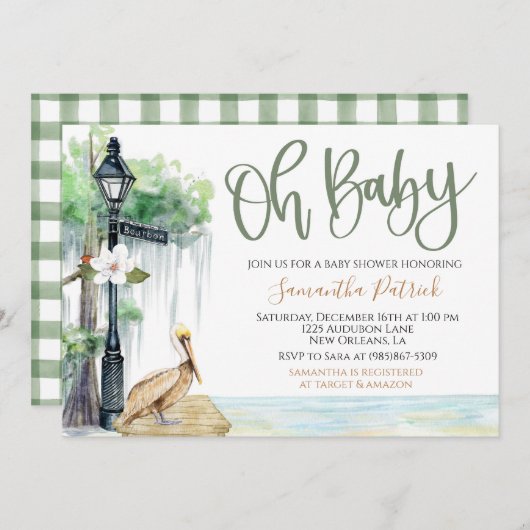 Bayou Swamp Baby Dusche Einladung (Vorne/Hinten)