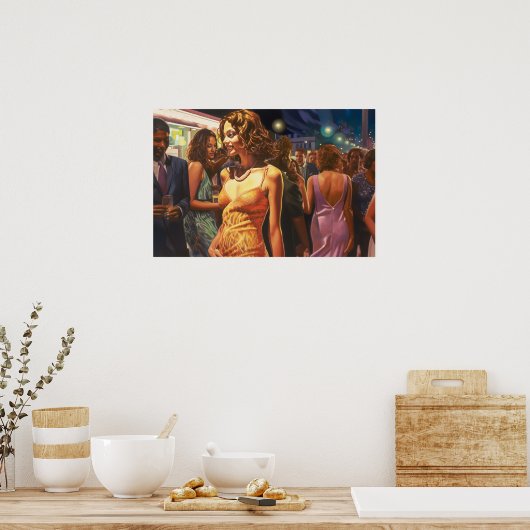 Bayside Latina in der Nacht Poster (Küche)