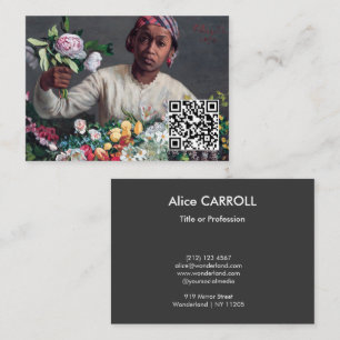 Bazille - Junge Frau mit Päonien - QR-Code Visitenkarte