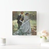 Bazille und Camille (1865) von Claude Monet Quadratische Wanduhr (Zuhause)