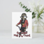 Bazooka Kind - Gasmaske und Fahrrad Postkarte (Stehend Vorderseite)