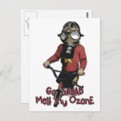 Bazooka Kind - Gasmaske und Fahrrad Postkarte (Vorne/Hinten)