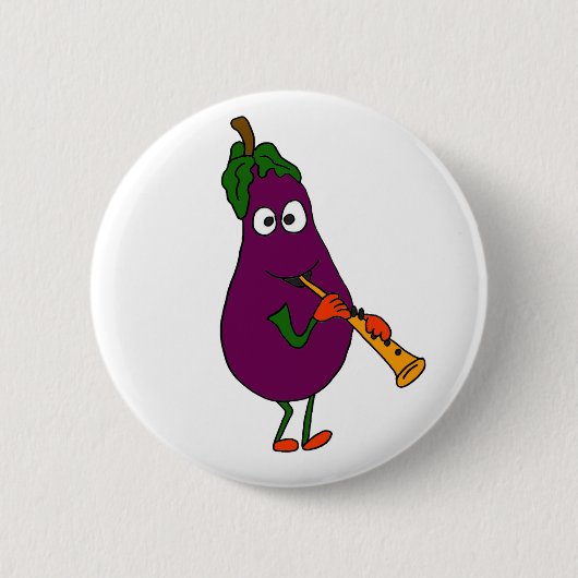 BB Aubergine, die Clarinet-Cartoon spielt Button (Vorderseite)