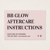 BB GLOW Facial Aftercare Instruction Card (Vorderseite)