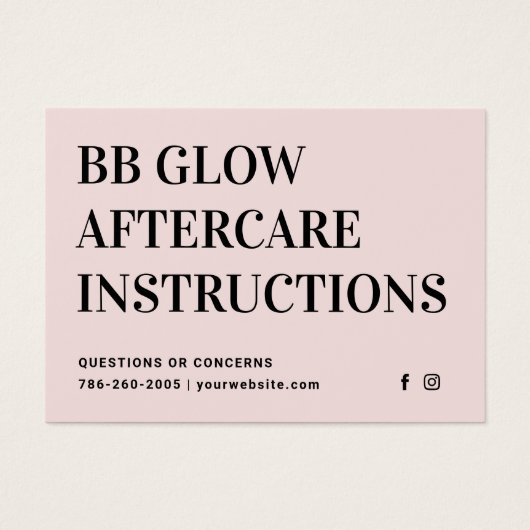BB GLOW Facial Aftercare Instruction Card (Vorderseite)
