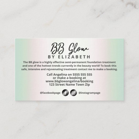 BB Glow Treatment Black Glitzer Visitenkarte (Rückseite)