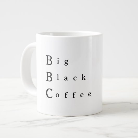 BBC Große Schwarze Kaffeetasse Jumbo-Tasse (Vorderseite Links)