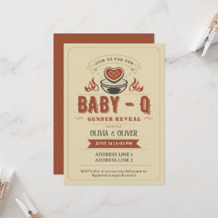 BBQ-Baby-Party, Baby-Q-Geschlechtsoffenbarung Einladung