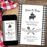BBQ-Baby-Party Rustikale Vintage-Grau-Kariert