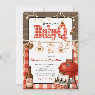 BBQ-Baby-Shower-Backyard-Grill-Rot-Gingham-Holz Einladung