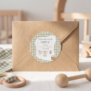 BBQ-Baby-Shower-Einladung im Landhausstil mit Ging Runder Aufkleber
