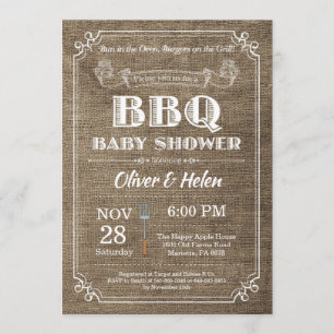 BBQ-Baby-Shower-Einladung im rustikalen Vintage-St Einladung