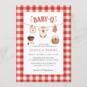 BBQ-Baby-Shower Rustikal Rot Kariert Einladung (Vorderseite)