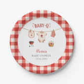 BBQ-Baby-Shower Rustikal Rot Kariert Pappteller (Vorderseite)