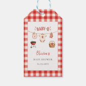 BBQ-Baby-Shower Rustikale Rote Gingham Geschenkanhänger (Vorderseite)
