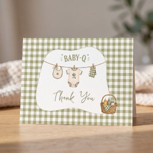 Bbq Baby Shower Sage Gingham Rustikal Benutzerdefi Dankeskarte