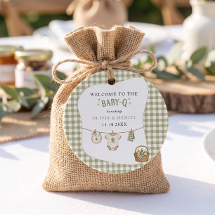 Bbq Baby Shower Sage Gingham Rustikal Benutzerdefi Geschenkanhänger