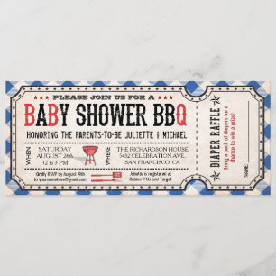 BBQ-Baby-Shower-Ticket-Windel-Raffle-Einladungen Einladung