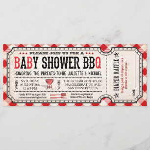 BBQ-Baby-Shower-Ticket-Windel-Raffle-Einladungen Einladung