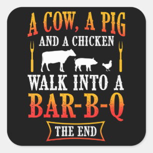 BBQ Barbecue Grillen Joke Gift Grill Master Koch Quadratischer Aufkleber