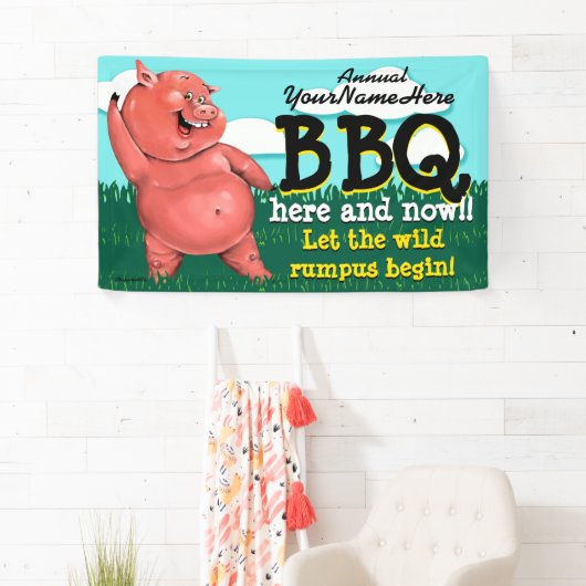 BBQ.Barbecue.Pig Roast.Grill.Cookout.Customizable Banner (Insitu)