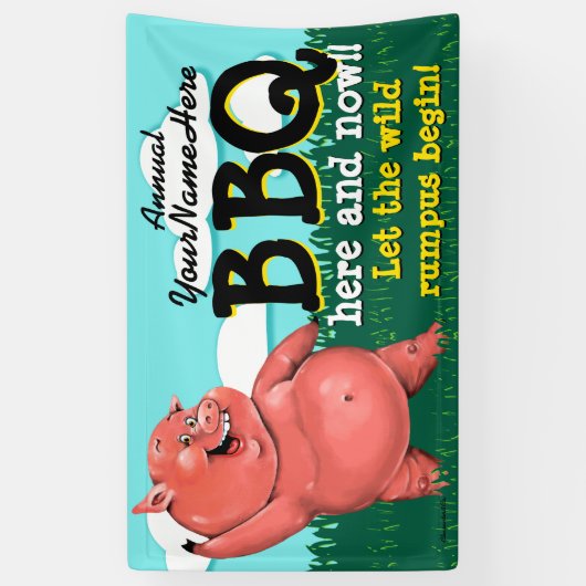 BBQ.Barbecue.Pig Roast.Grill.Cookout.Customizable Banner (Vertikal)