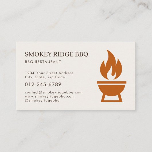 BBQ Barbecue Restaurant Catering Service Photo Visitenkarte (Rückseite)