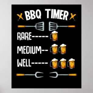 BBQ   BBQ Timer Selten Mittel Gut Biertrinker Poster