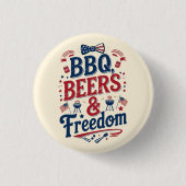 BBQ, Beers & Freedom – Retro 4th of July Vibes Button (Vorderseite)