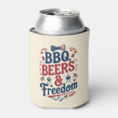 BBQ, Beers & Freedom – Retro 4th of July Vibes Dosenkühler (Kanne Vorderseite)