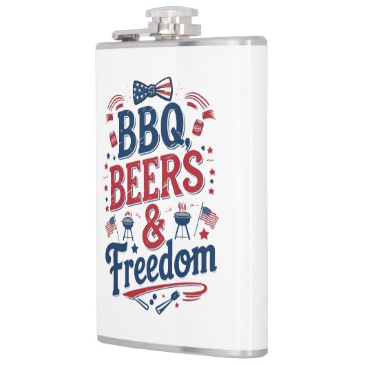 BBQ, Beers & Freedom – Retro 4th of July Vibes Flachmann (Links)
