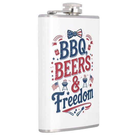 BBQ, Beers & Freedom – Retro 4th of July Vibes Flachmann (Rechts)