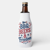 BBQ, Beers & Freedom – Retro 4th of July Vibes Flaschenkühler (Flaschenvorderseite)