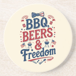 BBQ, Beers & Freedom – Retro 4th of July Vibes Getränkeuntersetzer