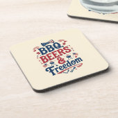 BBQ, Beers & Freedom – Retro 4th of July Vibes Getränkeuntersetzer (Linke Seite)