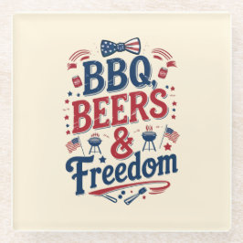BBQ, Beers & Freedom – Retro 4th of July Vibes Glasuntersetzer